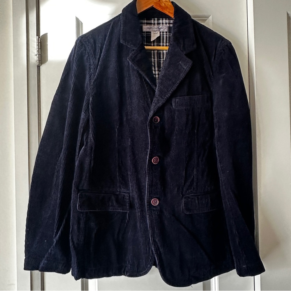 COMME DES GARÇONS SHIRT NAVY CORDUROY BLAZER